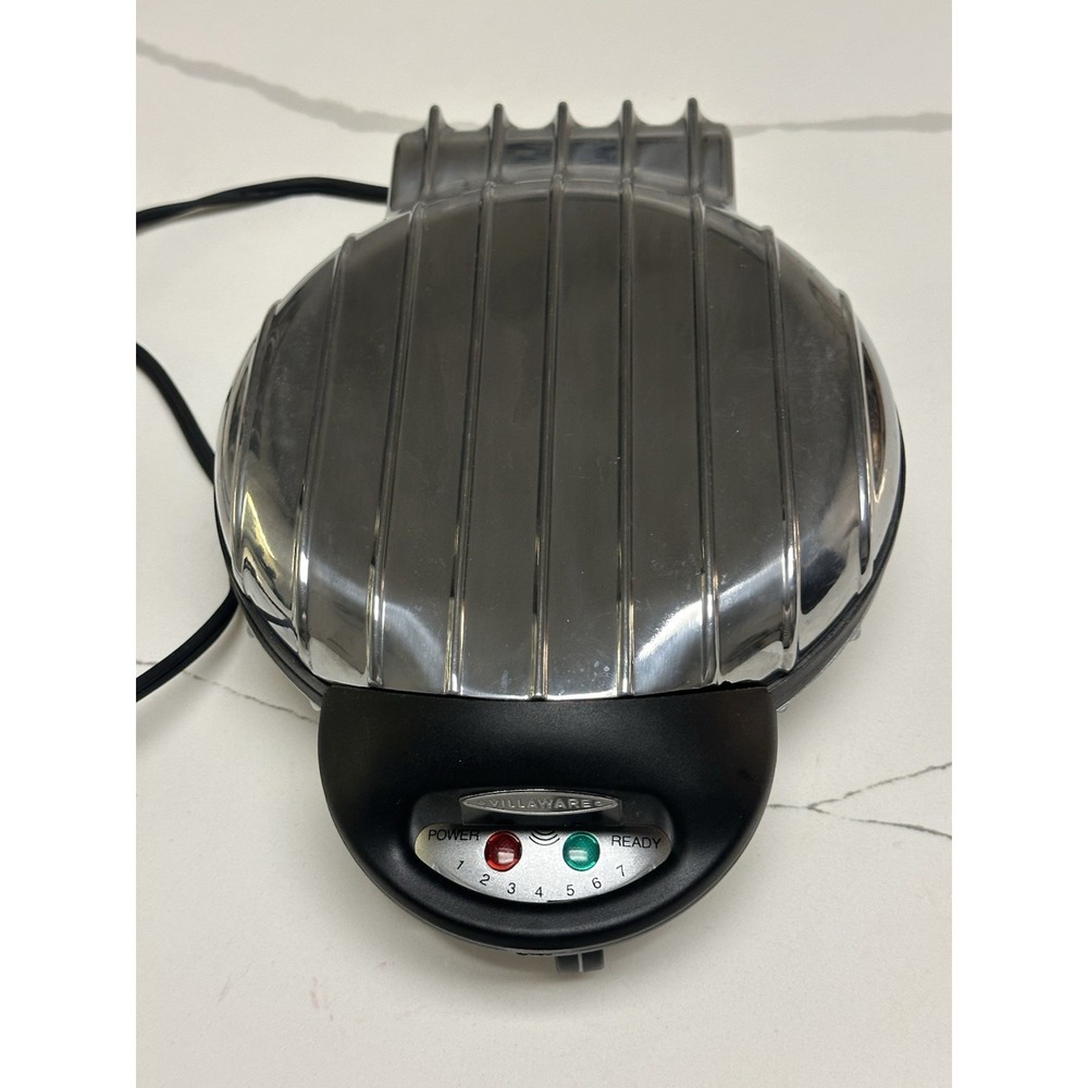 VillaWare UNO 2005 Petite Belgian Waffle Maker 3 Mini Waffles Very Clean